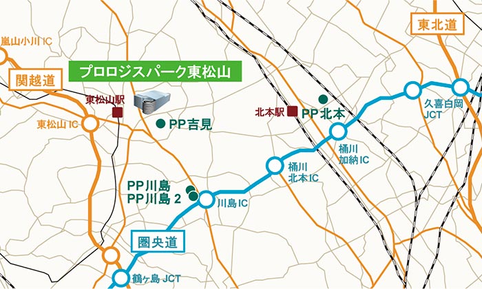 プロロジスパーク東松山 地図(リリース180316) プロロジスパーク東松山 開発地